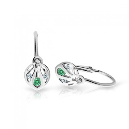 Detské naušničky z bieleho zlata Cutie Jewellery C2265B-Emerald Green