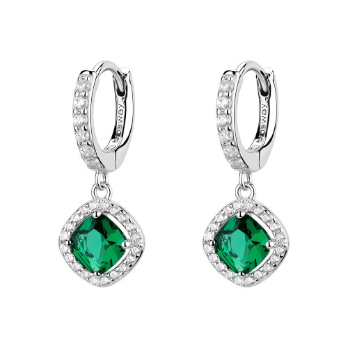 Visiace strieborné náušnice so zirkónmi Brosway Fancy Life Green FLG142