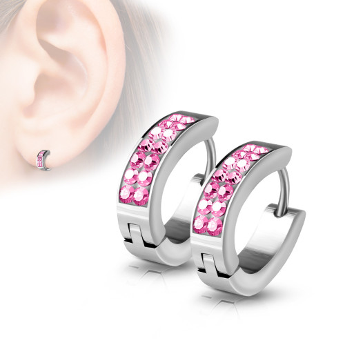 Oceľové náušnice s kamienkami 7067-P