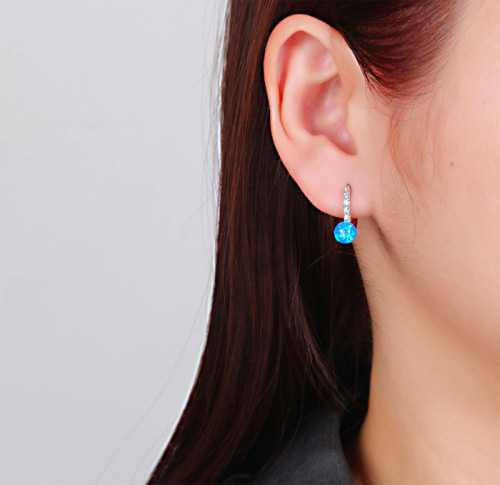 Strieborné náušnice s opálom a zirkónmi 313651001