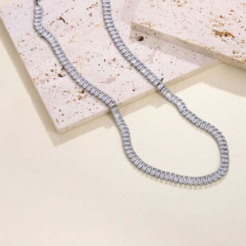 Tenisový náhrdelník so zirkónmi chirurgická oceľ MNSS71