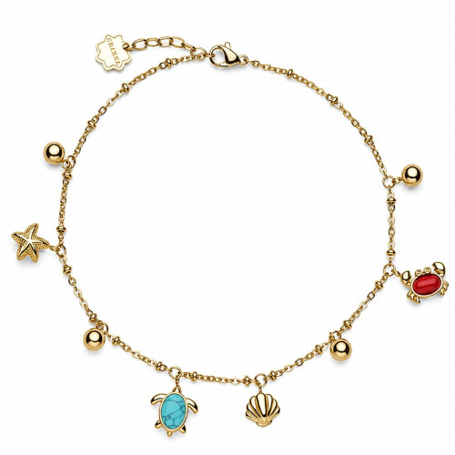 Pozlátený anklet z chirurgickej ocele s darmi mora Brosway CHAKRA BHLE14