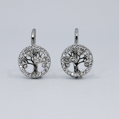 Visiace strieborné náušnice so zirkónmi 307924009