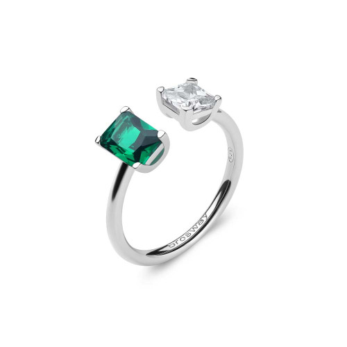 Strieborný prsteň so zirkónmi Brosway Fancy Life Green FLG09