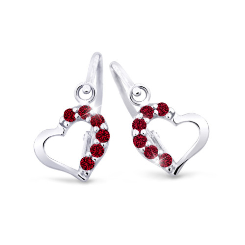 Detské náušnice z bieleho zlata srdiečka C2757B-Ruby Dark