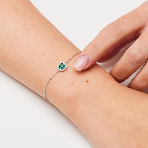 Jemný strieborný náramok so zirkónmi Brosway Fancy Life Green FLG139