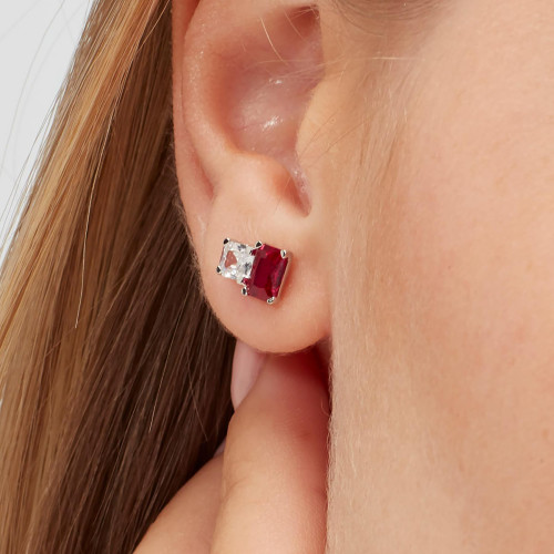 Strieborná náušnice so zirkónmi Brosway Fancy Passion Ruby FPR07