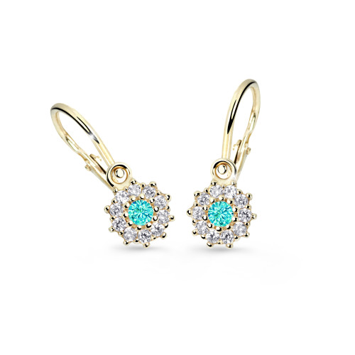 Zlaté náušnice pre bábätko Cutie Jewellery C2749Z-Mint Green