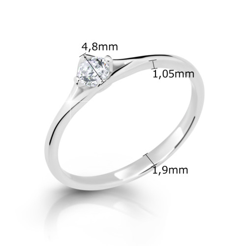 Prsteň z bieleho zlata so zirkónom Z6721B