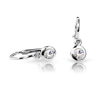 Detské náušnice Cutie Jewellery C1537B Cz White -Biele zlato 585/000