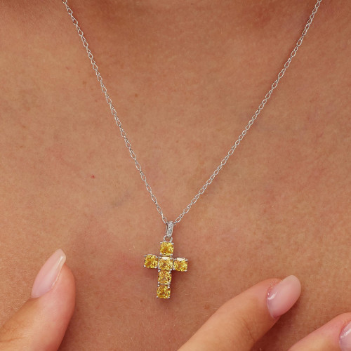 Prívesok krížik streibro so zirkónmi Brosway Fancy Energy Yellow FEY03