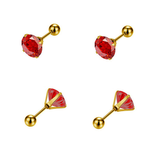 Náušnice na skrutku z chirurgickej ocele WJHE1243-Ruby Dark