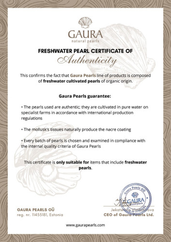 Certifikát k použitým perlám