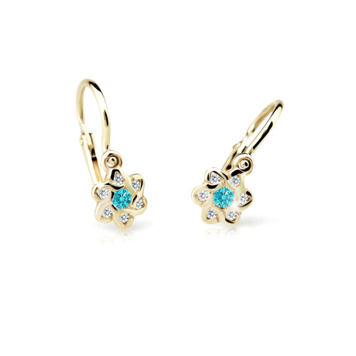 Detské náušnice zlate Cutie Jewellery C2149Z-Mint Green