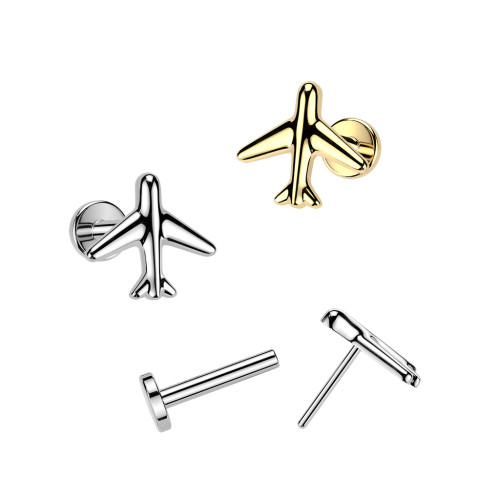 Titanová náušnice pecka lietadlo ITEL437