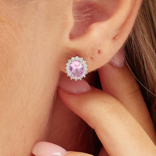 Náušnice kôstky so zirkónmi Brosway fancy Vibrant Pink FVP14