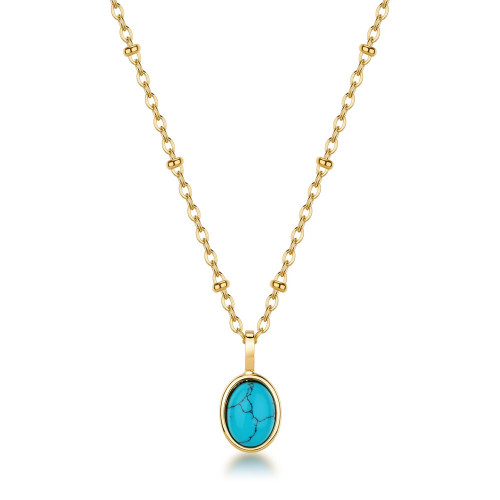 Pozlátený náhrdelník z chirurgickej ocele s tyrkysom Brosway ESSENTIAL BNL132
