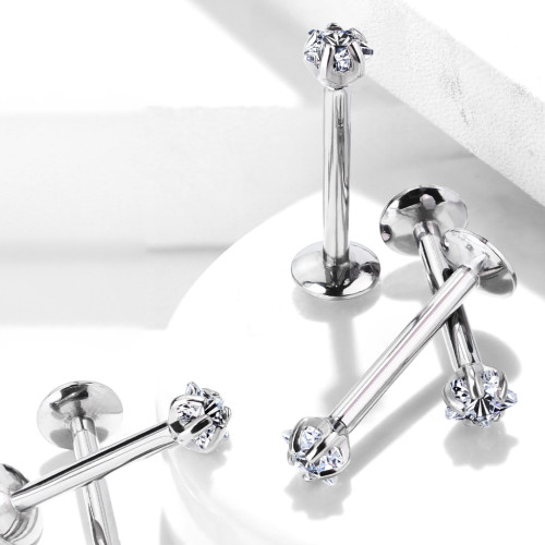 Titánový piercing so zirkónom do pery SET23LI5