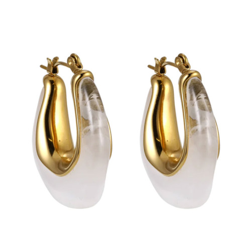 Moderné oceľové náušnice MESS45 - White