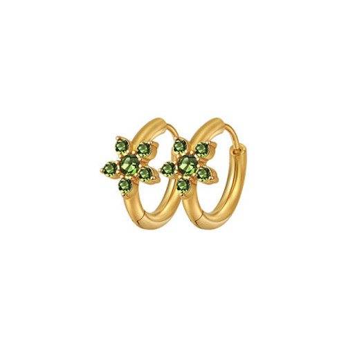 Zlaté náušnice z chirurgickej ocele WJHE1235GD-Green