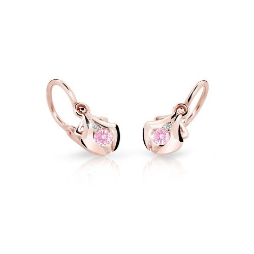 Zlaté detské náušnice C2224R-Pink