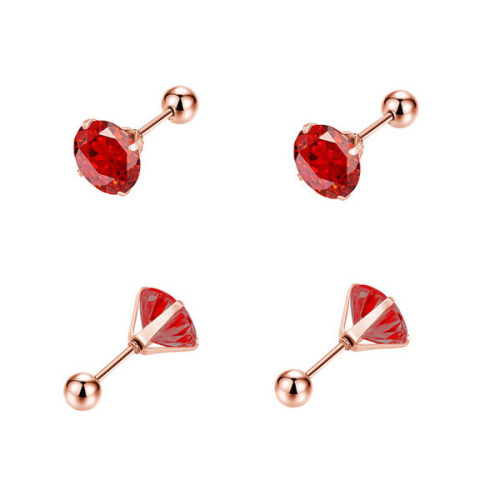 Náušnice na skrutku z chirurgickej ocele WJHE1246-Ruby Dark