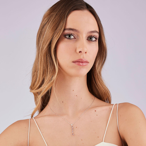 Jemný moderný strieborný náhrdelník Brosway Fancy Tender Pink FTP04
