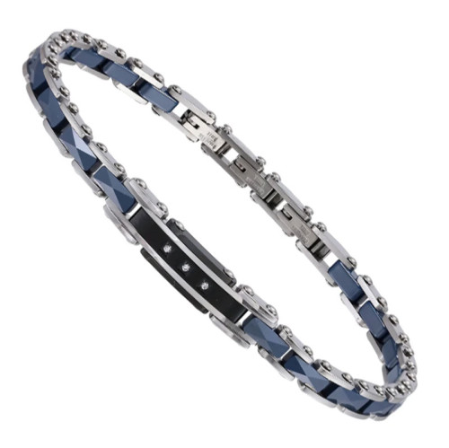 Náramok z chirurgickej ocele a keramiky CBS31 - Navy Blue