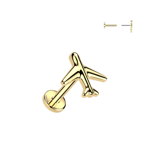 Titanová náušnice pecka lietadlo ITEL437-GD