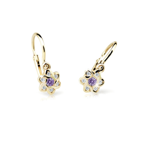 Detské náušnice zlate Cutie Jewellery C2149Z-Ametyst