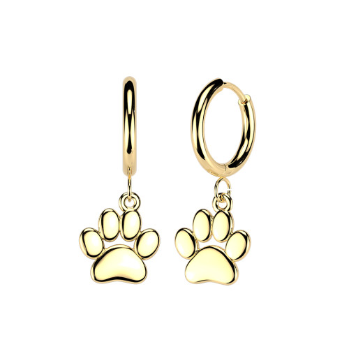Pozlátené náušnice z chirurgickej ocele psie labky SESE5161-GD