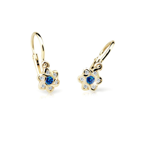 Detské náušnice zlate Cutie Jewellery C2149Z-Blue Dark