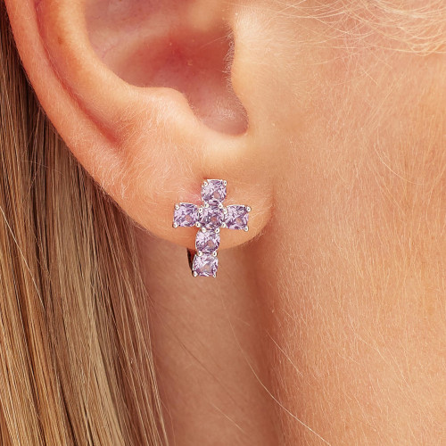 Náušnice krížik Brosway Fancy Magic Purple FMP21