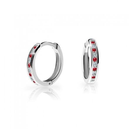 Náušnice z bieleho zlata krúžky Cutie Jewellery C3343B-Ruby Dark