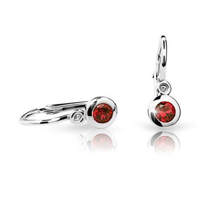 Detské náušnice Cutie Jewellery C1537B Ruby Dark -Biele zlato 585/000