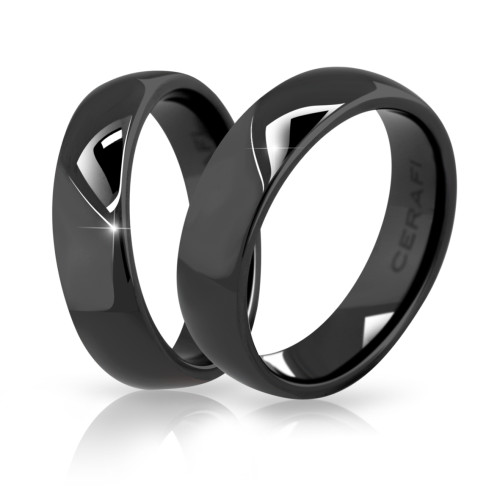Keramický čierny prsteň Cerafi Liscio 110