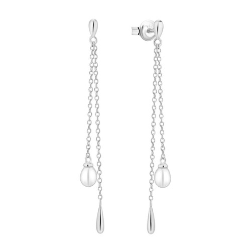 Visiace strieborné nášnice s perlou SK2531EW