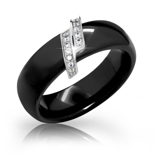 Dámsky keramický prsteň so zirkónmi Cerafi Tempesta 105