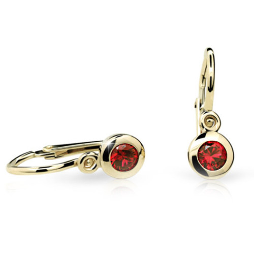 Detské náušnice Cutie Jewellery C1537Z Ruby Dark -Žlte zlato 585/000