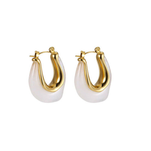 Netradičné náušnice z chirurgickej ocele so živicou MESS45 - White