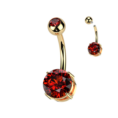 Titánový piercing do brucha SETIN60GD-Red