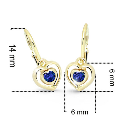 Náušničky pre bábätko zlaté Cutie C2752Z Blue dark