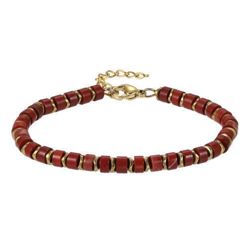 Náramok s pozlátenými prvkami a červeným minerálom BSS1085R
