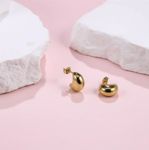 Pozlátené náušnice slzy z chirurgickej ocele MESS76