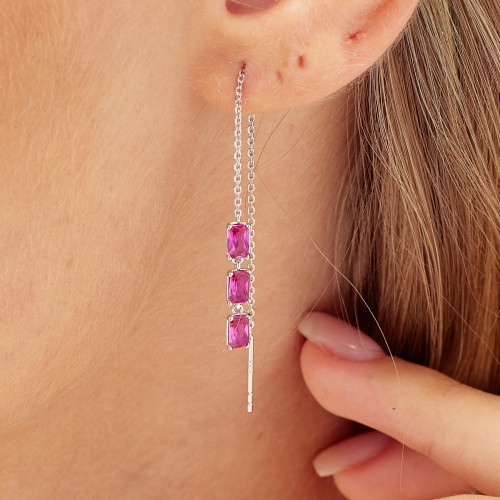 Strieborná náušnica do ucha Fancy Passion Ruby FPR16