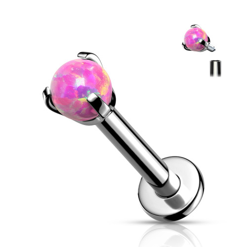 Titánový piercing do brady s umelým opálom SET23LI05