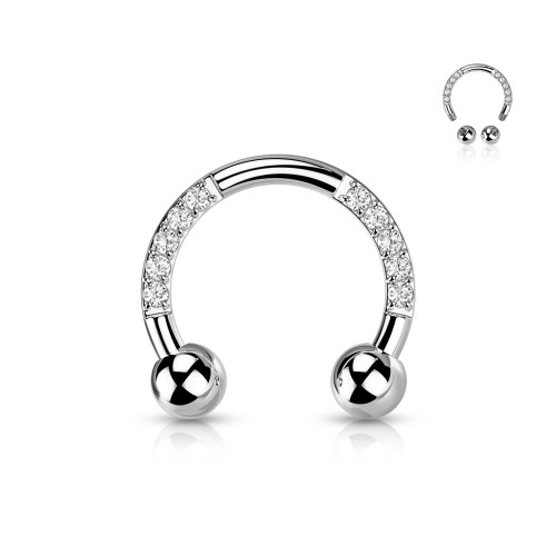 Titánový piercing do ucha so zirkónmi SET23H05