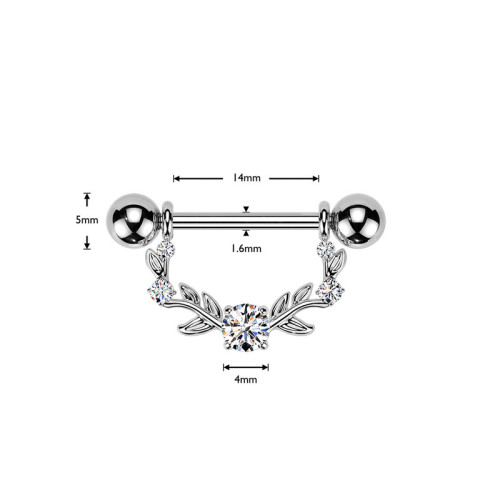 Štýlový piercing bradaviek SEKSQ0151ST