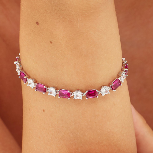 Strieborný náramok s kamienkami Brosway Fancy Passion Ruby FPR18