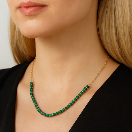 Dámsky náhrdelník s imitáciou malachitu NSS1014M